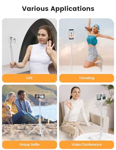 ANXRE 71" Phone Tripod, NT79 Extendable Selfie Stick with 1/4" Camera Mount for Cell Phone＆Camera, Phone Tripod Stand Holder with Remote Compatible with iPhone Android, Camera - color: White