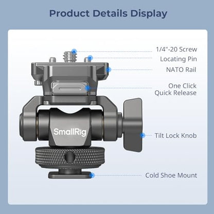SmallRig HawkLock H21 Quick Release Monitor Mount with Cold Shoe Mount, Swivel and Tilt Adjustable Monitor Holder with 1/4"- 20 Screw, Dual Anti-Twist Design, for Ninja V and V+ Monitors