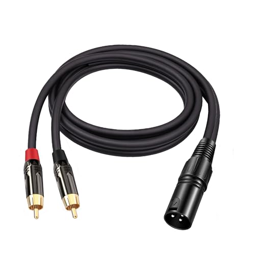 XLR to RCA Adapter Cable 3-pin XLR Male to Dual RCA Male Audio Cable Connector (3FT) Black - color: XLR Male to 2-RCA Male Cable