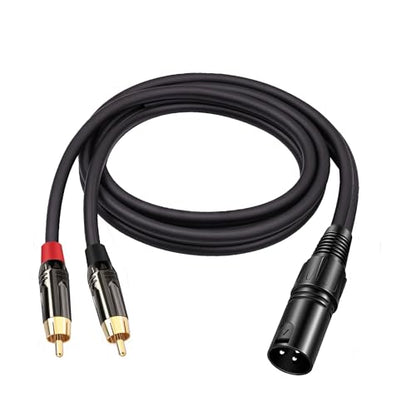 XLR to RCA Adapter Cable 3-pin XLR Male to Dual RCA Male Audio Cable Connector (3FT) Black - color: XLR Male to 2-RCA Male Cable