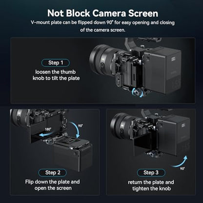 SMALLRIG Foldable V Mount Battery Plate for Sony FX3/A7 IV/A7S III, for Canon R5/R6, for Nikon Z8, with QR Plate for Arca, Dual 15mm Rods, Compact Camera Video Rig for NEEWER V Mount Battery PS099E - style: Advanced