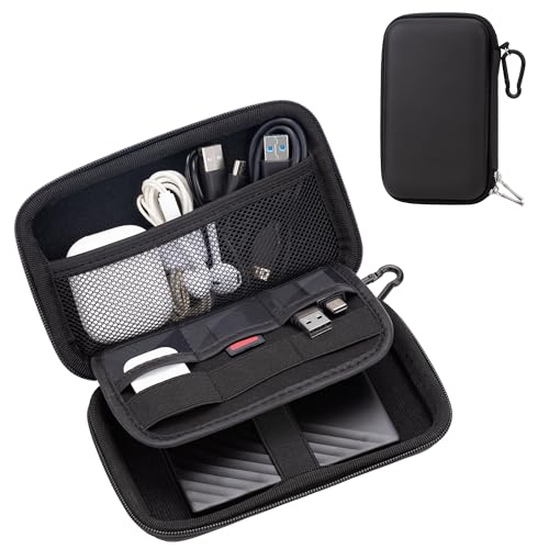 Travel Essentials Electronic Organizer Cable Bag, Hard Protective EVA Case, Shockproof Storage Organizer Accessories Storage Bag Pouch, Black - color: Black