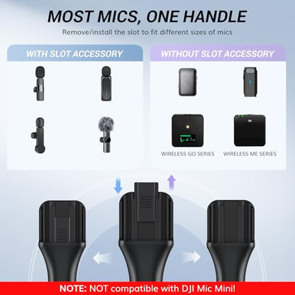 TONOR Handheld Adaptor for Interview Mic, Wireless Microphone Handle for Lavalier, Compatible with Rode, DJI and All Lav Mic, Microfono Stand with Flag Station, Foam, Rig for Vlogging, Reports, TP20 - style: 1 Pack