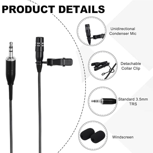 MECCANIXITY Lavalier Lapel Microphone, Standard 3.5mm TRS Plug Condenser Collar Microphone 1m Wired Unidirectional Condense Mini Lapel Mic for Presenters Musicians Actors - style: Standard 3.5mm TRS Plug