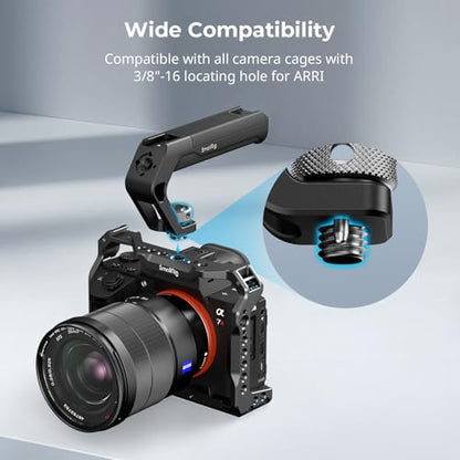 SMALLRIG Lightweight Top Handle with 3/8"-16 Locating Pins for ARRI, Tiny Camera Top Handle Only 113g, High-Strength Engineering Plastic Handle with Two Cold Shoe Mounts - 4757 - style: 3/8"-16 Locating Pins for ARRI