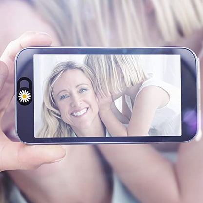 Laptop Camera Cover Slide Cute Ultra Thin Webcam Cover Phone Camera Blocker to Protect Privacy for Computer, iPhone, Desktop, Tablet, Chromebook, PC - Daisy - color: Daisy Black