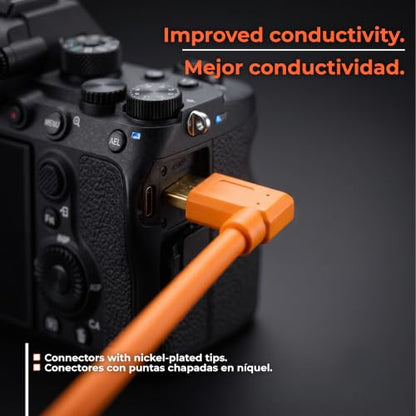 Tether Tools TetherPro USB 3.0 to Micro-B Right Angle Cable | for Fast Transfer and Connection Between Camera and Computer | High Visibility Orange | 15 Feet (4.6 m) - color: Orange