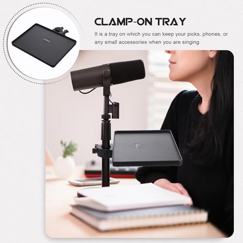 Microphone Stand Tray Adjustable Clamp on Shelf for Live Broadcast Sound Card Holder Mic Rack Stand Organizer for Singing Podcast Recording Streaming