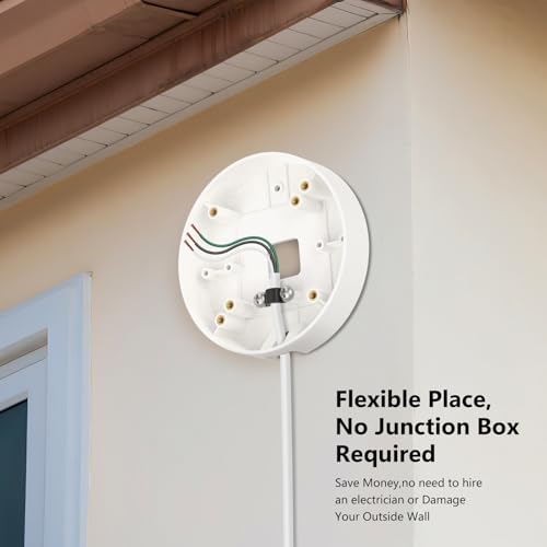 2in1 Power Adapter and Floodlight Cam Plug-in Mount Compatible with Wyze Floodlight Cameras v2/Pro/v1, Electrical Box with 20ft Weather-Resistant Outdoor Charging Cable, No Junction Box Required-White - color: White