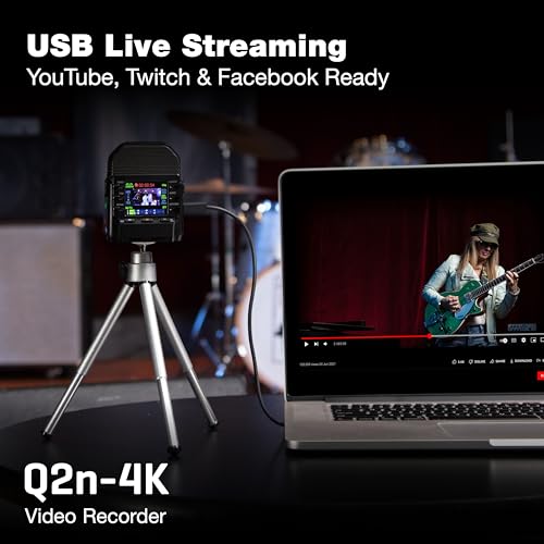 Zoom Q2n-4K Video Recorder for Music, Podcasts & Streaming with 4K Video, Stereo Microphones, Webcam Mode | 4k/30p Video, 150 Degree Wide-Angle Lens, Built-in Xy Stereo Mics, 48 Khz/24-Bit Audio, USB Webcam, Microsd Slot