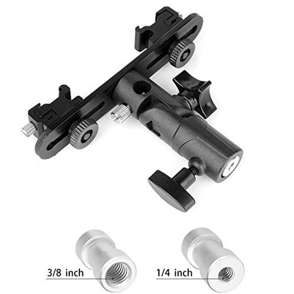 ChromLives Dual Flash Bracket Hot Shoe Speedlight Stand Umbrella Holder Light Stand Bracket Mount 1/4'' to 3/8'' Compatible with Studio Video DSLR Camera Canon Nikon Yongnuo - color: Black