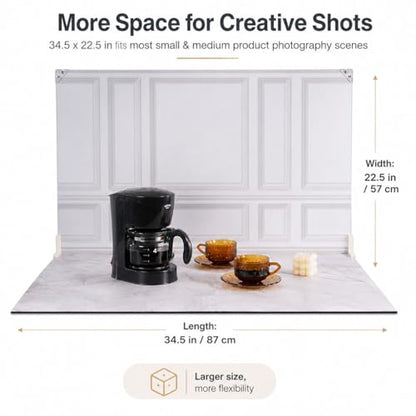 Product Photography Backdrops 22.5x34.5in, Photo Backdrop Board Kit with 10Pcs 20Patterns Double-Sided Background Paper, Food Photography Backdrops, Tabletop Photo Backdrop for Food Jewelry Cosmetics