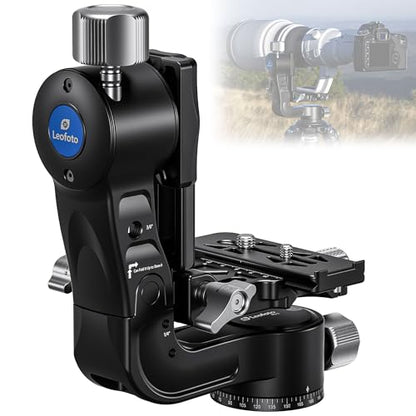 Leofoto Camera Gimbal Head, Aluminum Folding Gimbal Head with 3/8"-16 Hole and 1/4"-20 Threaded for Mounting Tripod/LED Panels/Monitors/Microphones, Max Load to 25kg/55.12lb (PG-2-Black) - color: PG-2-Black-Max Load 55.12lb