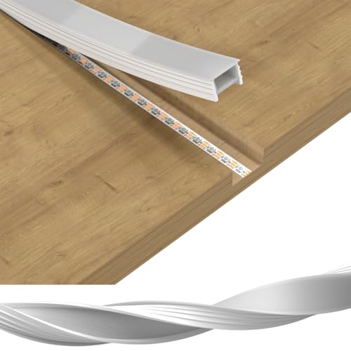 BTF-LIGHTING Silicone LED Channel System 9.8Ft for ≤20mm Width LED Strip | Flexible LED Neon Rope Channel Diffuser, Spotless Milky White Cover for Kitchen Cabinet, Rooms, and Patio(No LED Strip) - size: 9.8FT, style: 25X20mm