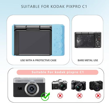 Case for Kodak PIXPRO C1 accessories,Soft Silicone Protective Case,Comes with 2 Screen Protectors and 1 Wrist Strap - Light blue - color: Light blue