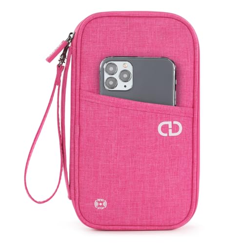 Travel Passport Holder - Family Passport Wallet Holder | lightweight - color: Rose Red