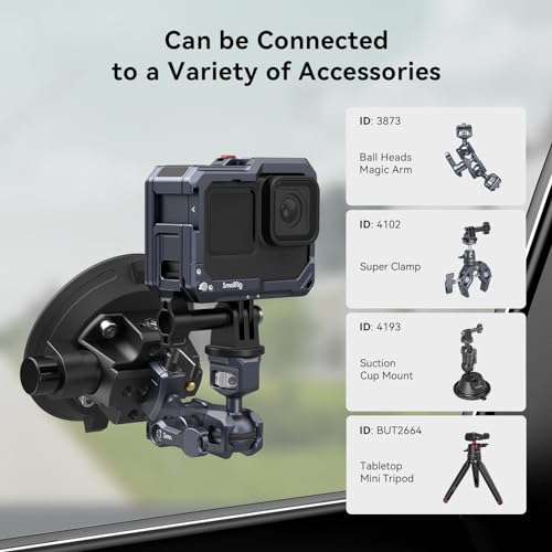 SMALLRIG Hero13 / Hero12 / Hero11 / Hero 10 / Hero 9 Black Cage for GoPro, Compatible with the Lens Filter Max Lens on Camera, with 2 Cold Shoe Mount for Microphone and Led Video Light - 3084C