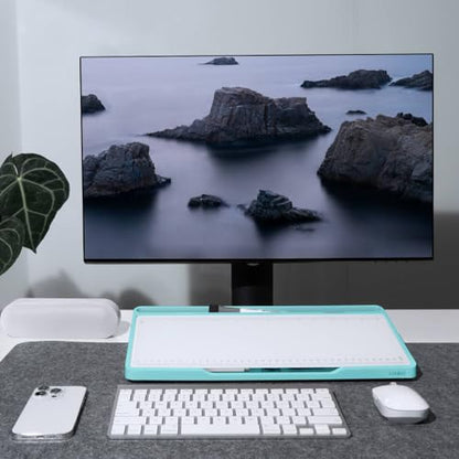 LOUKIN Glass Desktop Whiteboard, 15.3" x 5.6" Dry Erase Desk Board with Dotted and Graduated Surface, Desktop Buddy, Great for Design and Drawing, 3 Markers and 1 Dry Erase Eraser Included (Sky Blue) - color: Sky Blue