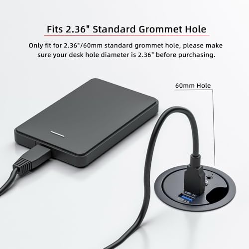 CY USB 3.0 Hub Sound Card USB-C 2 Port USB 60mm Desk Grommet Splitter Dock Station Headphone Mic Audio Interface for Desktop PC - style: 2USB+AUX+USBC