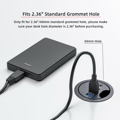 CY USB 3.0 Hub Sound Card USB-C 2 Port USB 60mm Desk Grommet Splitter Dock Station Headphone Mic Audio Interface for Desktop PC - style: 2USB+AUX+USBC