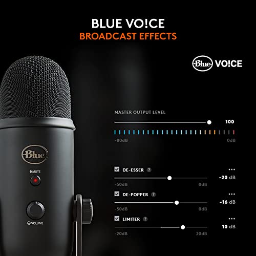 Logitech Creators Blue Yeti USB Microphone for PC, Mac, Gaming, Recording, Streaming, Podcasting, Studio and Computer Condenser Mic with Blue VO!CE effects, 4 Pickup Patterns, Plug and Play - Blackout | Blue Vo!ce Effects, 4 Pickup Patterns, Plug and Play
