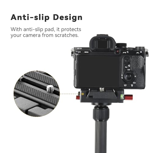 UTEBIT P200 Quick Release Plate, Compatible with Sony A6400 Manfrotto Only | Aluminum Alloy Camera Tripod Base Plate with 1/4" and 3/8" Screw Hole, Black