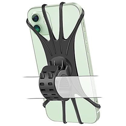 Bike Phone Mount - Universal Silicone Cellphone Holder - Adjustable Road Mountain Bicycle Handlebar Rack Clamp Accessories for iPhone 17 16 15 14 13 Pro Max Plus Air for Scooter Stroller - color: Bike Phone Mount