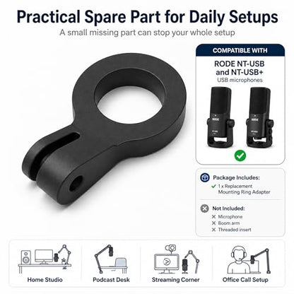 Reinforced Replacement Mounting Ring Adapter for Microphone Arm, Rated 200N Holder Ring Accessory Compatible with RODE NT-USB and NT-USB+ USB Microphones