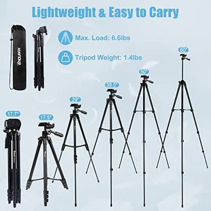Endurax 60'' Camera Tripod Camera Stand for Canon Rebel Eos Nikon DSLR, Travel Tripods for Phone Tablet with Remote Black - style: With Quick Release Plate-Black