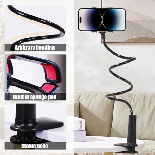 360-Degree Rotating Phone Stand, Adjustable Phone Holder for Desk, Flexible Phone Mount for Video Calls and Watching Videos - color: Black2