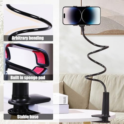 360-Degree Rotating Phone Stand, Adjustable Phone Holder for Desk, Flexible Phone Mount for Video Calls and Watching Videos - color: Black2