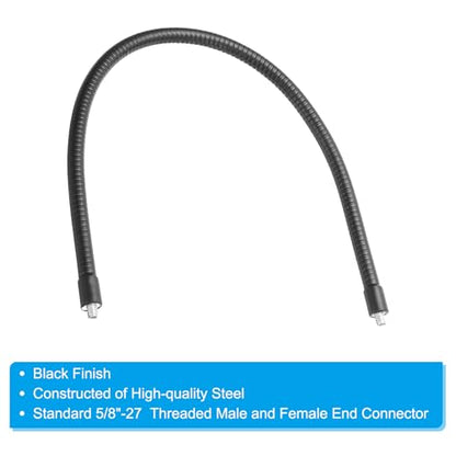 PATIKIL 20" Gooseneck, 2 Pcs 1/4"-20 Male to Male Thread Metal Universal Hose Flexible Arm Gooseneck Tube Extension Holder for Action Camera, Phone, Microphone, Black - size: 20"