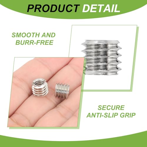 PATIKIL 1/4" Female to 3/8" Male Convert Screw Adapters, 12 Pcs Tripod Thread Adapter Mount for Camera Monopod Video DSLR SLR Mic Stand, Silver