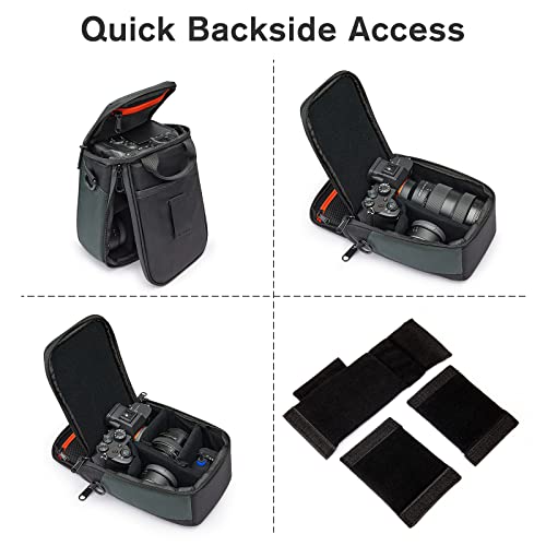 S-ZONE Camera Insert Bag Waterproof Lens Cube Case Compatible with Nikon Canon | Bottom and Side Zipper Openings, Adjustable Shoulder Strap, Compatible with Nikon Canon - color: dark green