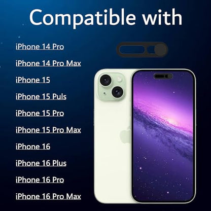 Front Camera Cover, Camera Cover Compatible with iPhone 14Pro/14Pro Max/iPhone15/15Puls/15Pro/15ProMax/iPhone16/16Pro16Plus/16Pro Max,Webcam Cover Protector Protect Privacy and Security(2PCS,Black) - color: Black