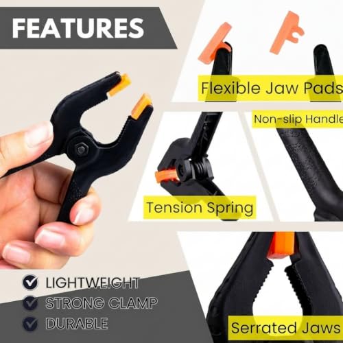 12 Pack 4.5 inch Plastic Spring Clamps, Black Heavy Duty Spring Clips Clamps for Balloon Arch, Crafts, Backdrop Stand, Woodworking, Photography Studios, Home Improvement - color: Black (4.5")