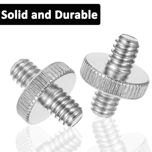Standard 1/4"-20 Male to 1/4"-20 Male Tripod Screw, 4 PCS Standard Camera Screw Adapter Converter Double Head Tripod Mounting Thread Light Stand Screws for Shoulder Rig Stud Mounting Accessories