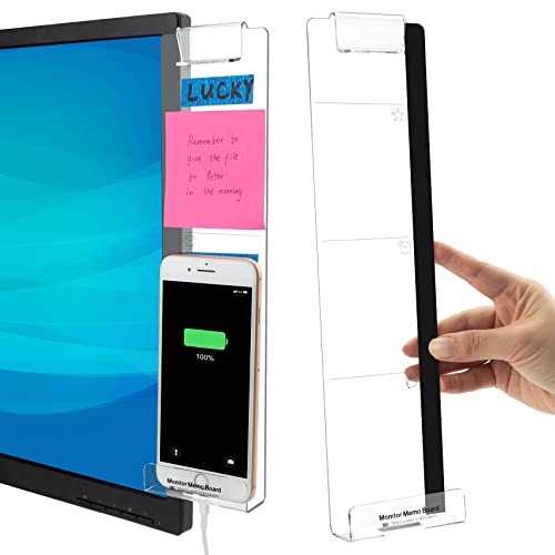 Office Desk Accessories 2pcs Computer Monitor Memo Board Multifunction Message Board Transparent Creative Monitor Side Panel with Sticky Note Holder Phone Holder Suitable for Office Home Work Desk - color: Monitor Memo Board 2