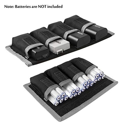 Meking 2 Pcs DSLR Battery Case Holder Storage Bag (4 Pocket) for AA/AAA Battery and LP-E6 LP-E8 LP-E10 LP-E12, EN-EL14 EN-EL15, NP-FW50 NP-F550 NP-FM500H (Gray) - color: Grey 2pcs