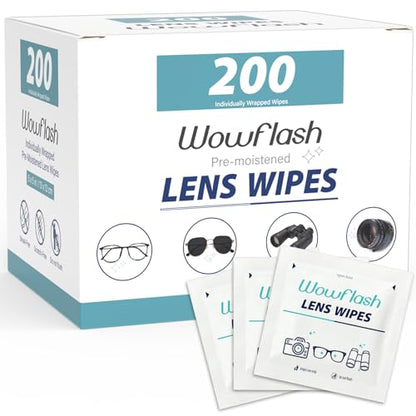 200 Count Lens Wipes for Eyeglasses, Eyeglass Lens Cleaning Wipes Pre-moistened Individually Wrapped Sracth-Free Streak-Free Eye Glasses Cleaner Wipes for Sunglass, Camera Lens, Goggles - size: 200 Count (Pack of 1)