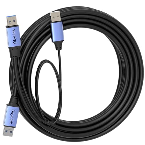 OkyLink Active USB 3.0 Data Cable A to A, Male to Male 5Gbps, 25ft | 8M, 3.2 Gen 1, Includes power cable, suitable for Industrial Printer and Scanner - color: USB3.0(5Gbps), size: 25ft (8m)