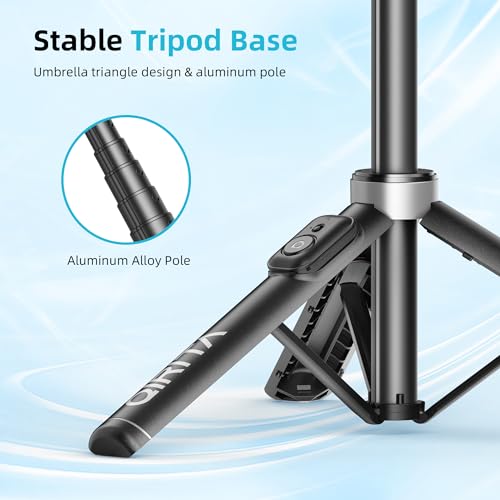 51" Selfie Stick Tripod, Extendable Cell Phone Stand with Remote, Aluminum Alloy Smartphone Travel Tripod Phone Stand for iPhone 15/14/13/12 Pro Max, Samsung, Huawei, GoPro - color: Black, size: 51in-Aluminum Pole