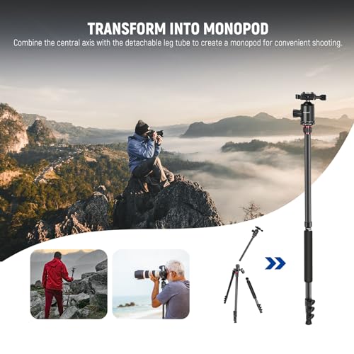 NEEWER 77 inch Camera Tripod Monopod for DSLR, Phone with 360° Panoramic Ball Head, 2 Axis Center Column, Arca Type QR Plate, Bag, Compact Aluminum Lightweight Travel Tripod 34lb Max Load, TP77 - style: Travel Tripod