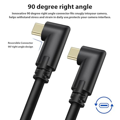 Jelanry Camera Tether Cable Dual Right Angle USB C to USB C, for Power Delivery, 5Gbps Data Transfer, Charging Between Camera & Computer+ Tethering Cable Lock Clamp for Sony Canon Nikon, 16.4 feet/ 5m - size: Dual Elbow