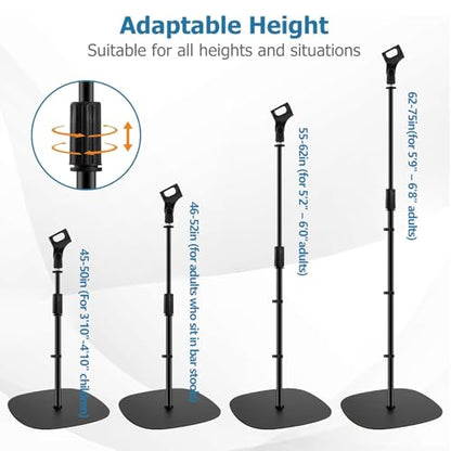 BILIONE Microphone Stand Floor, 45''-75'' Height Adjustable Boom Mic Stand with Weighted Base, 2 Clips & 3/8'' to 5/8'' Adapter Compatible with Blue Yeti HyperX QuadCast Shure SM58 - size: Mic Stand Floor