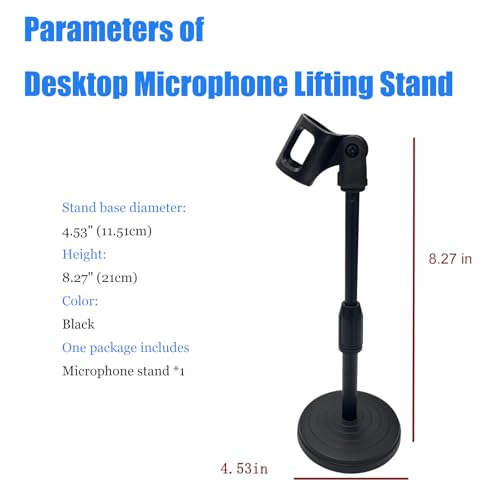 Desktop Microphone Lifting Stand Tabletop Adjustable Microphone Stand with 8.27" Height for Holding Mic, Black