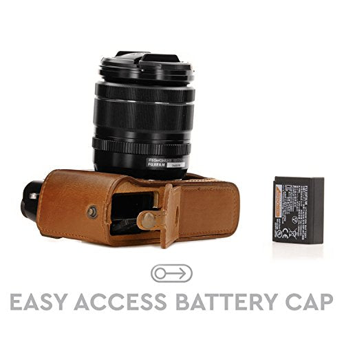 MegaGear Ever Ready Leather Camera Half Case and Strap Compatible with Fujifilm X-T30, X-T20, X-T10 - color: Light Brown