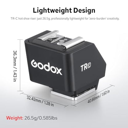 Godox TR-C TTL Hot Shoe Riser for Canon, with 6 Adjustment Levels (0-90°) TTL Function HotShoe Extender Mount Adapter for Godox TTL Mini Flash iT20 iT30Pro
