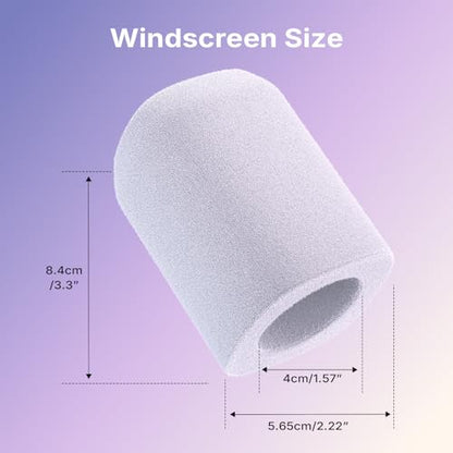 MAONO Microphone Windscreen for PD100W Microphone High-Density Flocked Foam Mic Cover, Soft Flocked Foam for Noise Reduction & Mic Protection, Reusable & Easy to Clean, Ash White