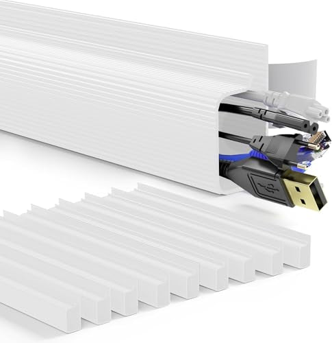Delamu 157in Cable Management Under Desk, Safe & Tidy Under Desk Cable Management for Home & Office, Cord Organizer for Desks, Wire Organizer Kit, 10 Pack White - color: White, size: 157in L*2in W*1in H